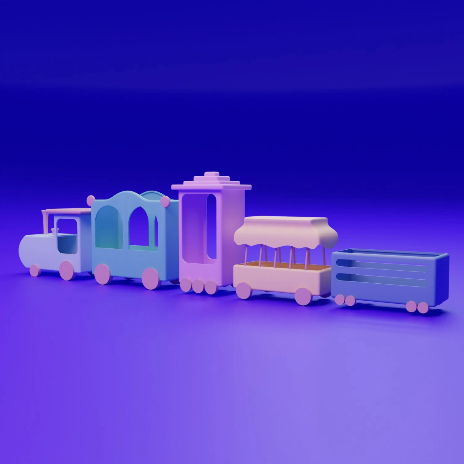 Stylized Toy Train 3D Model .c4d .max .obj .3ds .fbx .stl .blend 