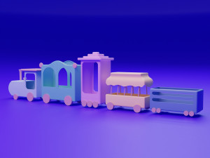 Stylized Toy Train 3D Model
