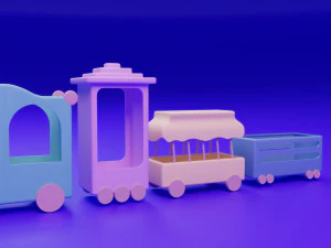 Stylized Toy Train 3D Model