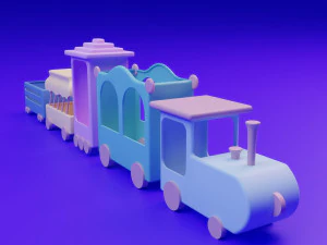 Stylized Toy Train 3D Model