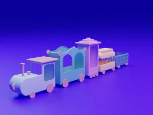 Stylized Toy Train 3D Model