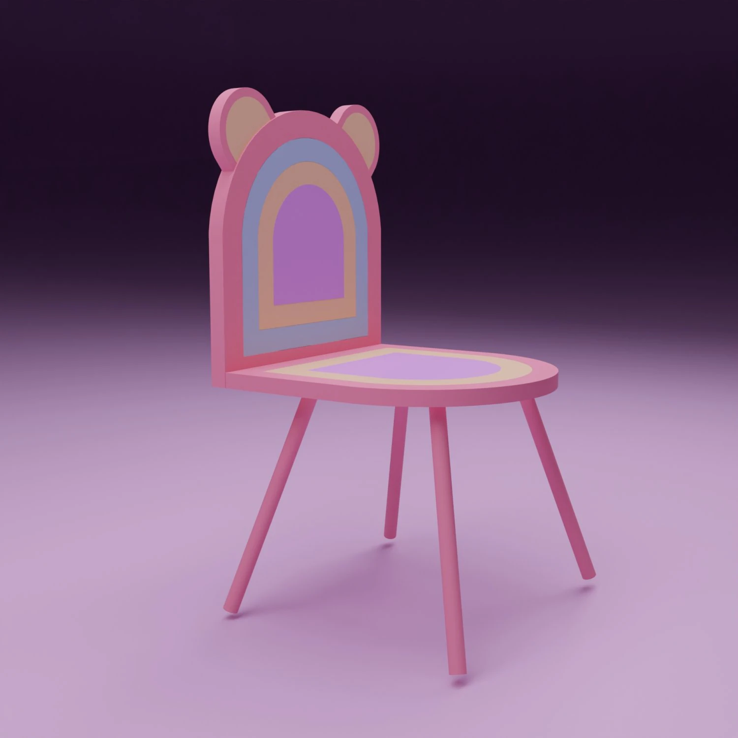 Stylized children chair 3D Model .c4d .max .obj .3ds .fbx .stl .blend