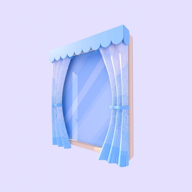 Stylized window and curtain 3D Model .c4d .max .obj .3ds .fbx .stl .blend 
