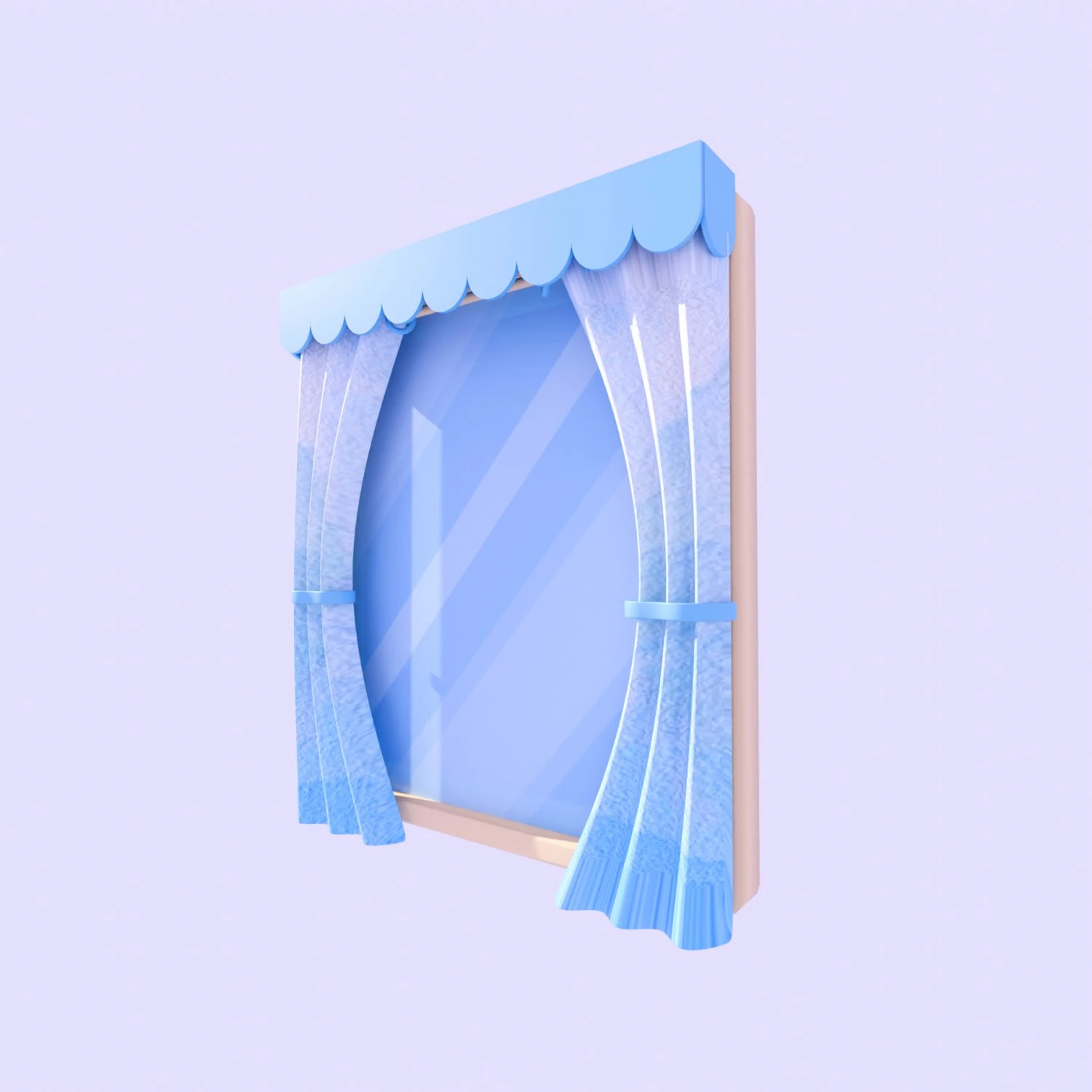 Stylized window and curtain 3D Model .c4d .max .obj .3ds .fbx .stl .blend 
