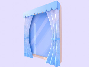Stylized window and curtain 3D Model