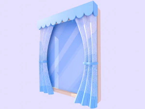 Jendela dan tirai bergaya Model 3D