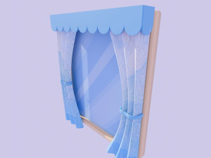 Stylized window and curtain 3D Model
