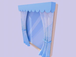 Stylized window and curtain 3D Model