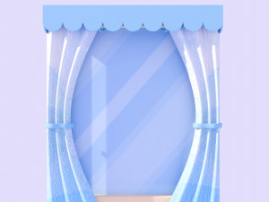 Stylized window and curtain 3D Model