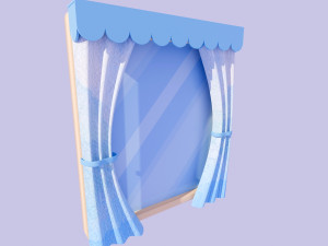 Stylized window and curtain 3D Model