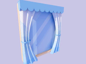Stylized window and curtain 3D Model