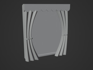 Stylized window and curtain 3D Model