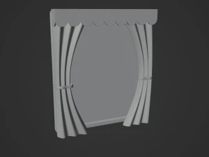 Stylized window and curtain 3D Model