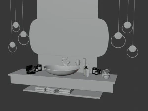 Wash basin area in bathroom 3D Model