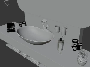 Wash basin area in bathroom 3D Model