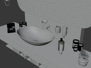 Wash basin area in bathroom 3D Model