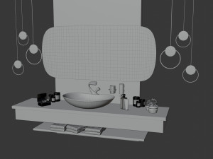 Wash basin area in bathroom 3D Model