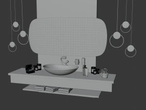 Wash basin area in bathroom 3D Model