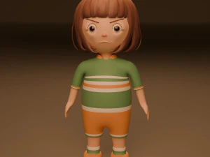 Stylized angry girl 3D Model