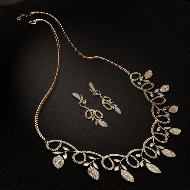 Diamond Necklace Earrings Modelo 3D .c4d .max .obj .3ds .fbx .stl .blend 