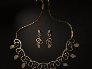 Diamond Necklace Earrings 3D Model