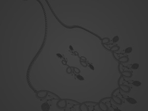 Diamond Necklace Earrings Modelo 3D
