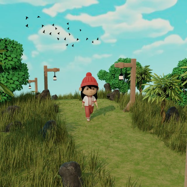 Girl in Garden 3D Модель .c4d .max .obj .3ds .fbx .stl .blend 