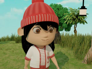 Girl in Garden 3D Model