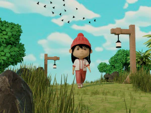 Girl in Garden 3D Model