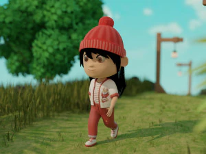 Girl in Garden 3D Model