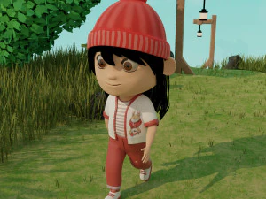 Girl in Garden 3D Model