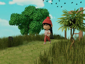 Girl in Garden 3D Model