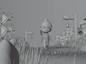 Girl in Garden 3D Model