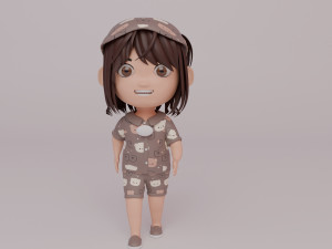 Tinny - Girl Rigged Character-1 Modello 3D