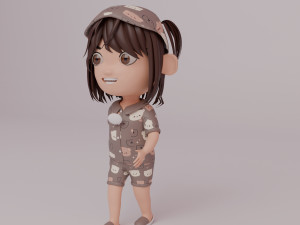 Tinny - Girl Rigged Character-1 Modello 3D