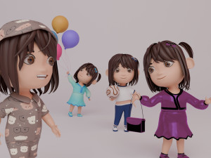 Tinny - Girl Rigged Character-1 Modello 3D