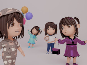 Tinny - Girl Rigged Character-3 Model 3D