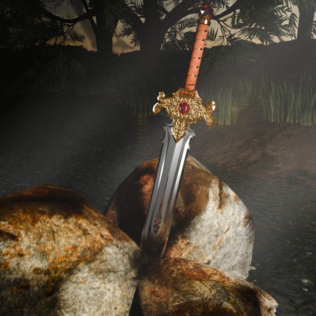 Royal Sword 3D Model .c4d .max .obj .3ds .fbx .stl .blend 