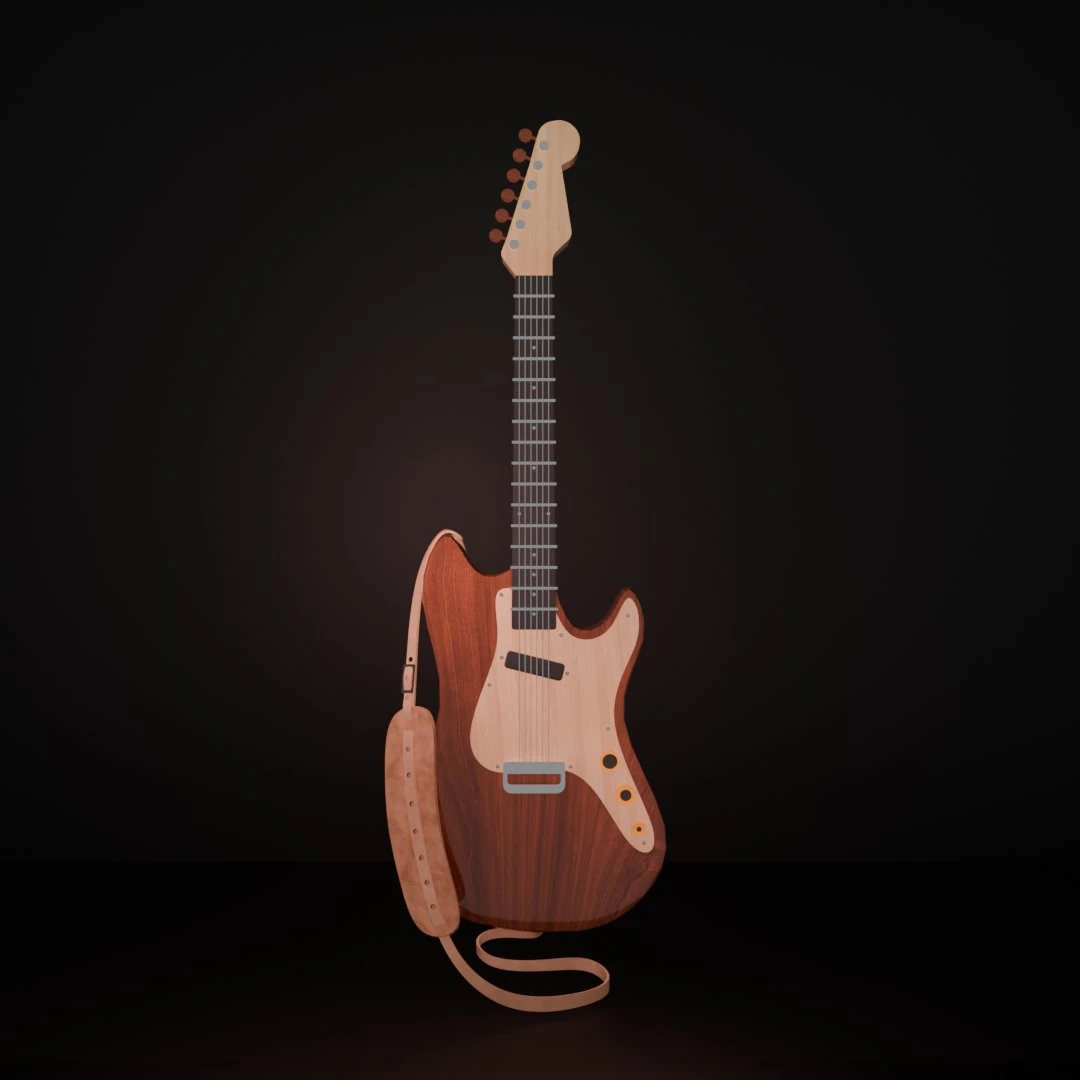 Guitar 3D Model .c4d .max .obj .3ds .fbx .stl .blend 