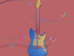 Pixel Art Guitar 3D Model