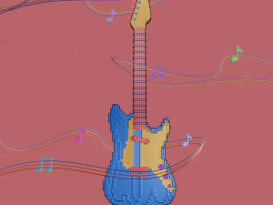 Gitar Seni Piksel Model 3D