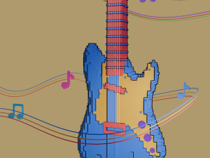 Pixel Art Guitar Model 3D