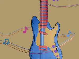 Pixel Art Guitar 3D Model