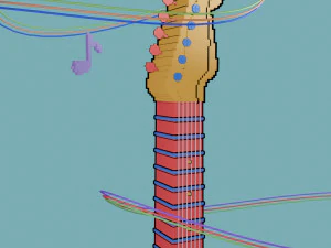 Pixel Art Guitar 3D Model