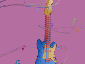Pixel Art Guitar Model 3D
