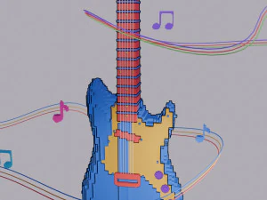 Pixel Art Guitar 3D Model