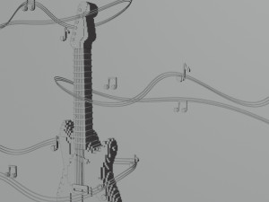 Pixel Art Guitar Model 3D