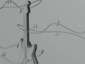 Pixel Art Guitar 3D Model