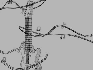 Pixel Art Guitar 3D Model