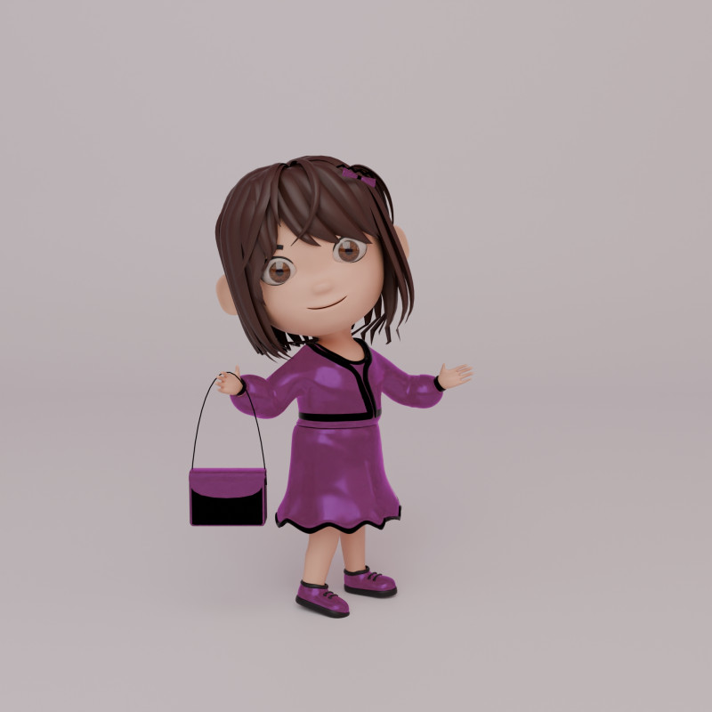 Tinny - Girl Rigged Character-4 Model 3D .c4d .max .obj .3ds .fbx .stl .blend 